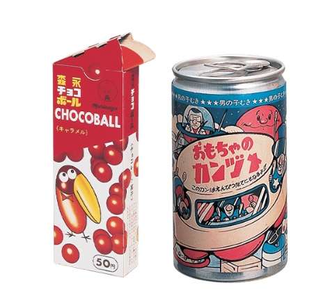 お菓子の懐かしいパッケージを貼るトピ