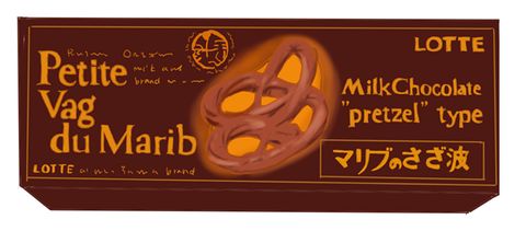 お菓子の懐かしいパッケージを貼るトピ