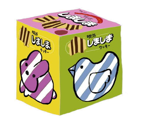 お菓子の懐かしいパッケージを貼るトピ