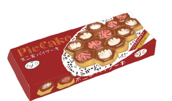 お菓子の懐かしいパッケージを貼るトピ