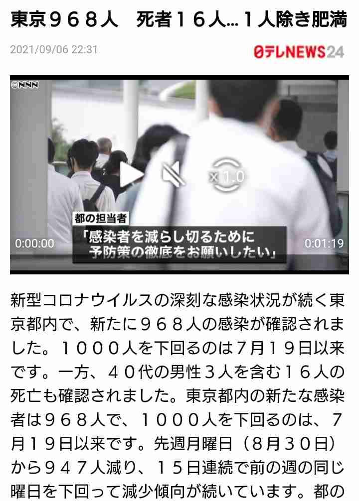 東京都で新たに1629人の感染確認 重症者は7人減の260人