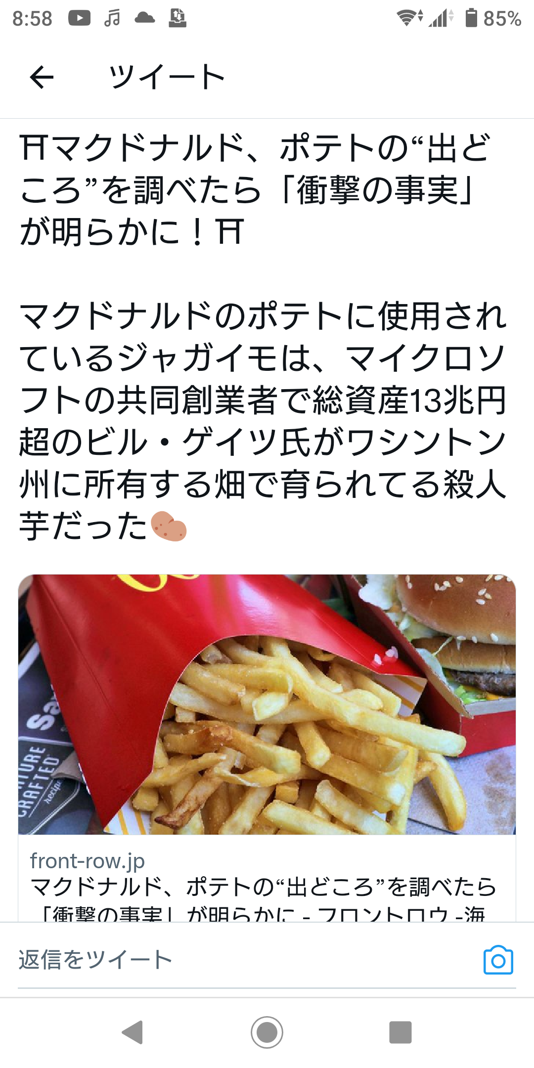 マクドナルドのバーガーに金属片　調理器具の部品か、客の歯欠ける