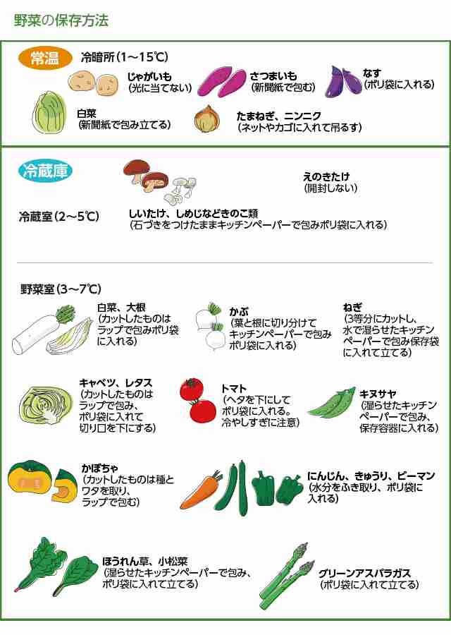 野菜の消費期限と保存の工夫を知りたい