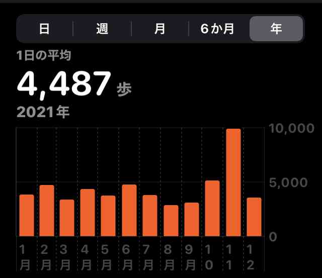 この一年の平均歩数は？