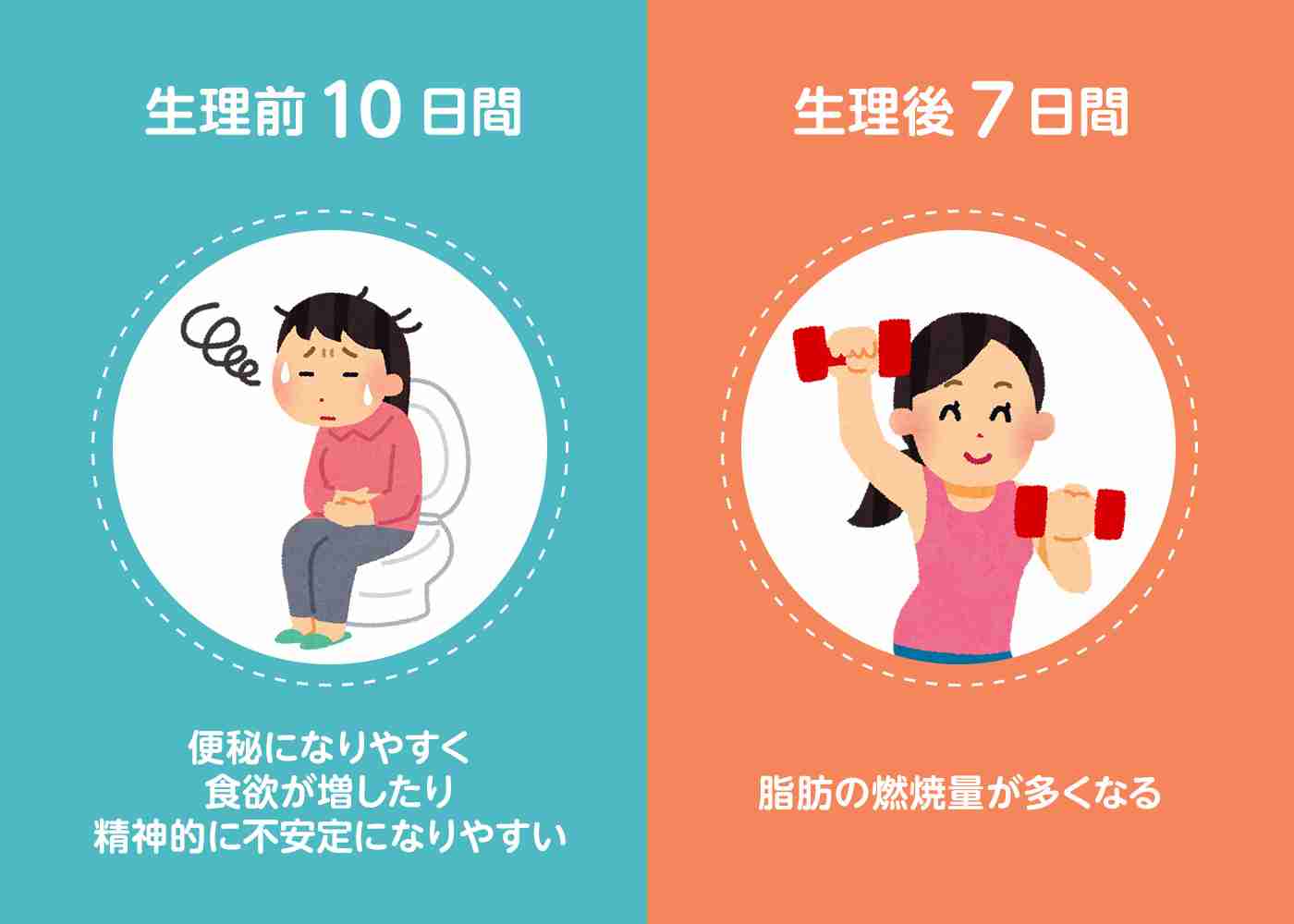 皆さんの生理前と生理後の体調
