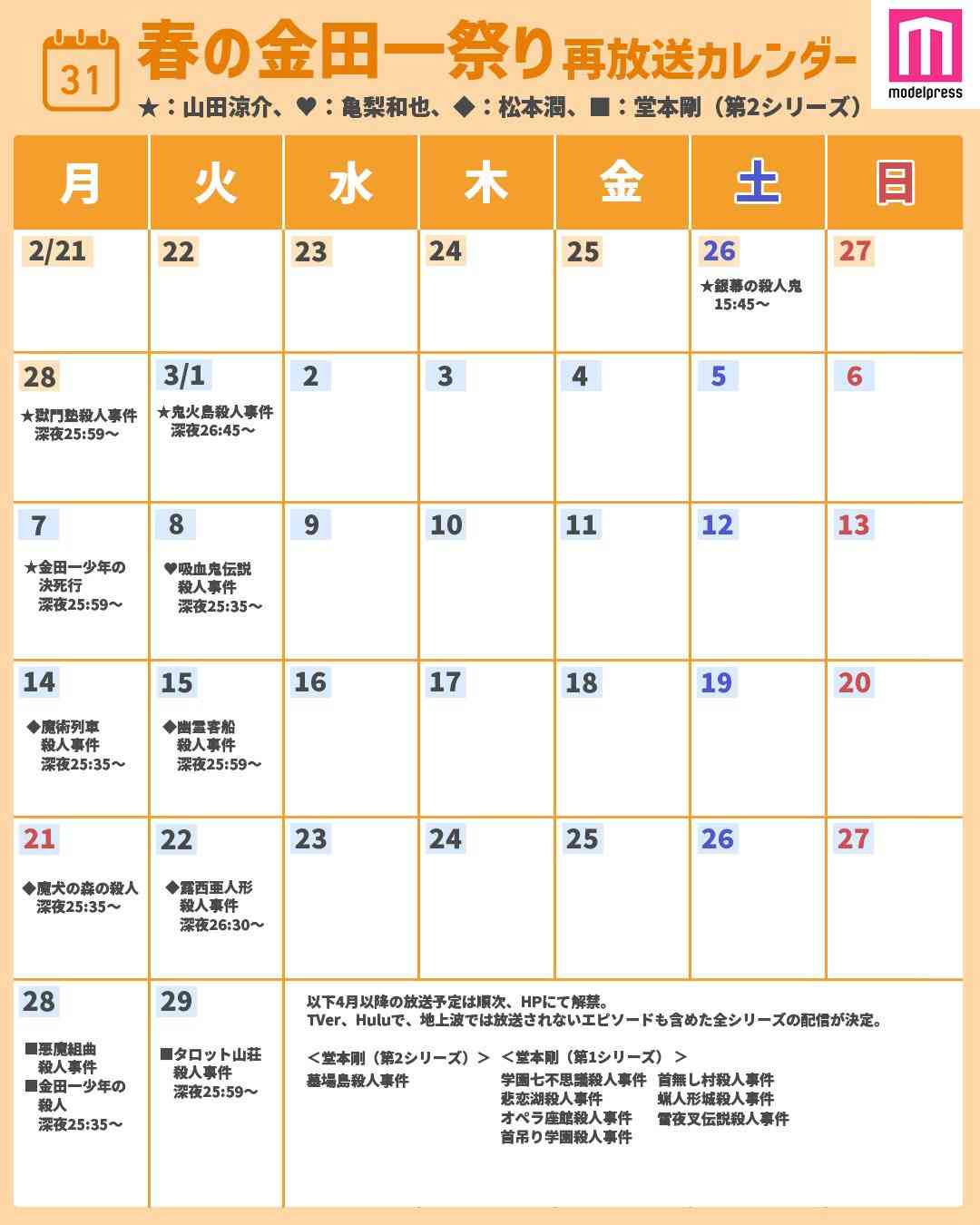 「金田一少年」堂本剛、松本潤、亀梨和也、山田涼介の傑作エピソードを一挙放送