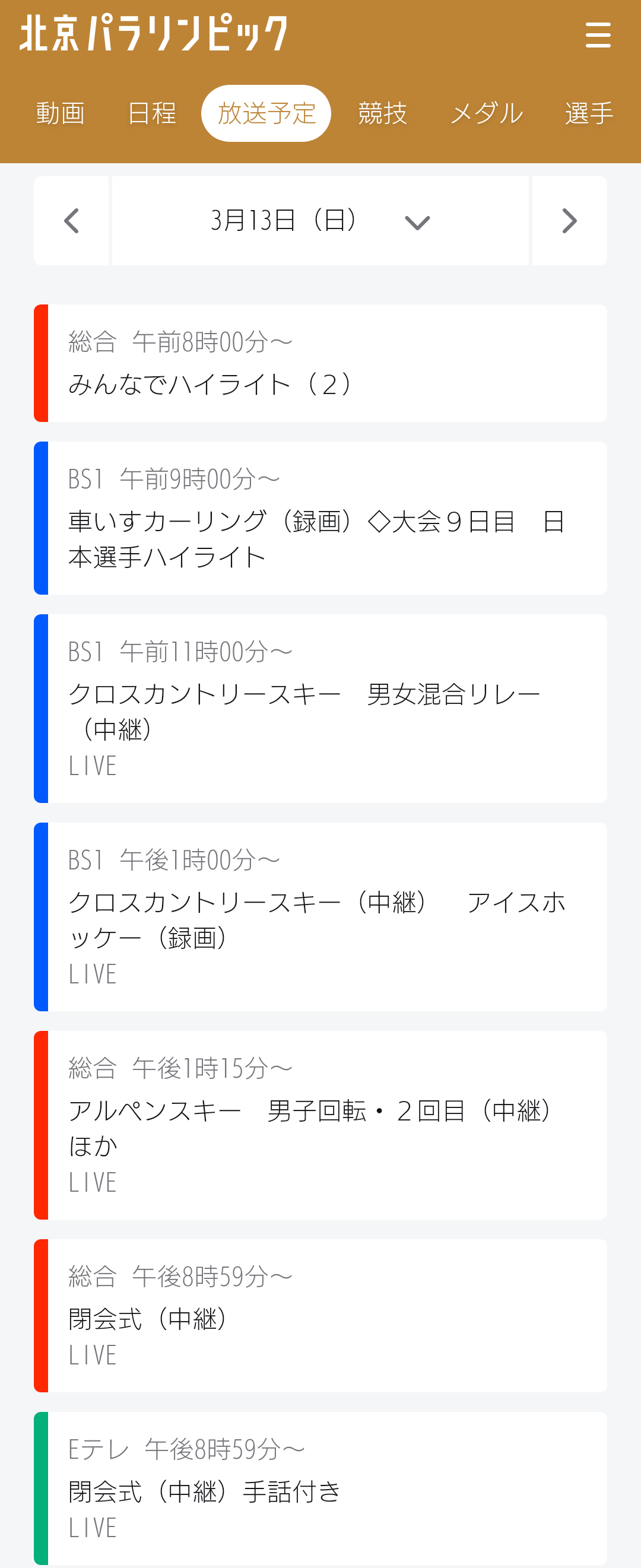 【実況・感想】北京パラリンピック 総合トピ 3月5日