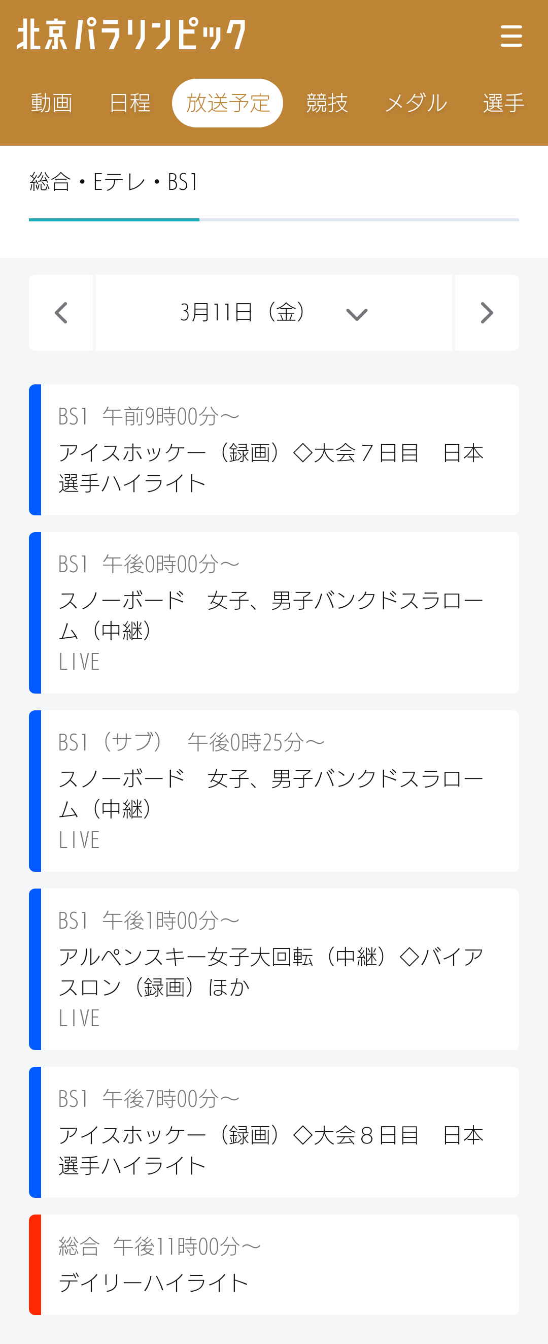 【実況・感想】北京パラリンピック 総合トピ 3月5日
