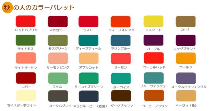 【パーソナルカラー】イエベ秋(オータム)集合〜!