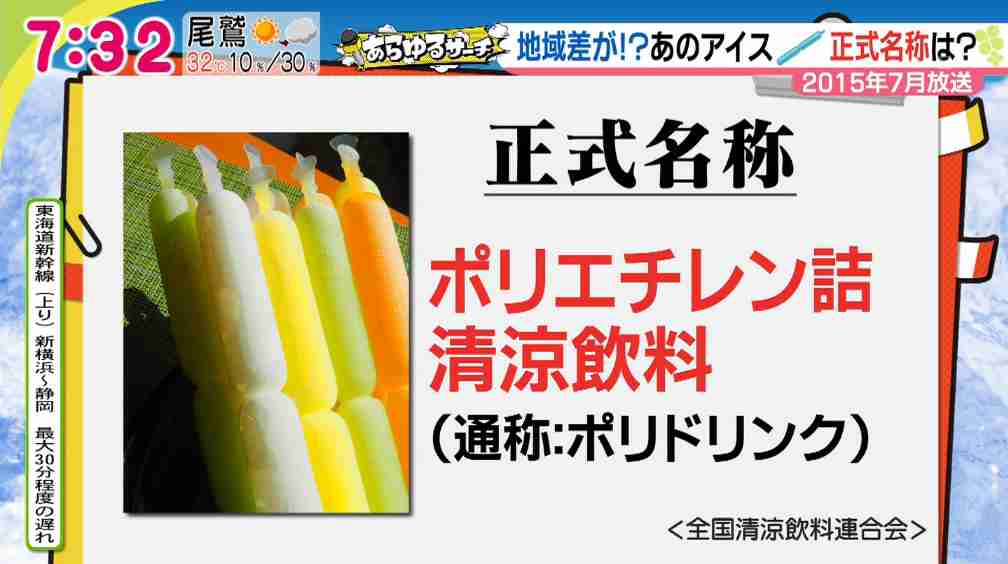 チューブ型アイス皆さんは何と呼んでいますか？(都道府県)