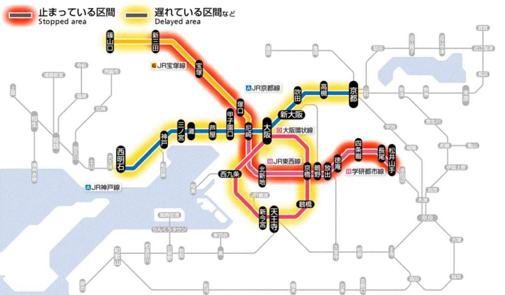 尼崎のJR踏切、男性が快速電車にはねられ死亡　京阪神でダイヤに乱れ　計8万1千人に影響