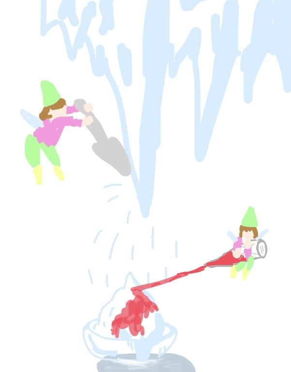 かき氷を何も見ないで描いて一番美味しそうに描けた人が優勝