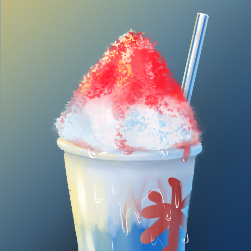 かき氷を何も見ないで描いて一番美味しそうに描けた人が優勝