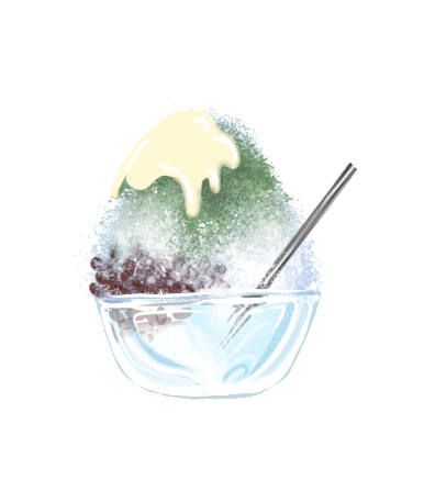 かき氷を何も見ないで描いて一番美味しそうに描けた人が優勝