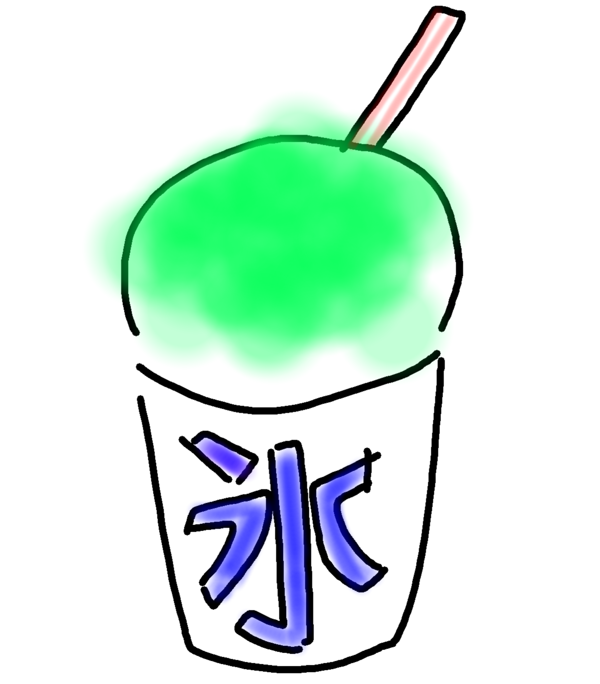 かき氷を何も見ないで描いて一番美味しそうに描けた人が優勝