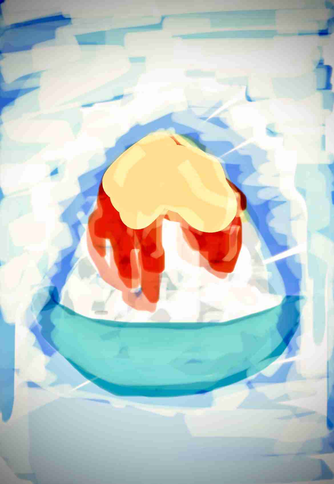 かき氷を何も見ないで描いて一番美味しそうに描けた人が優勝