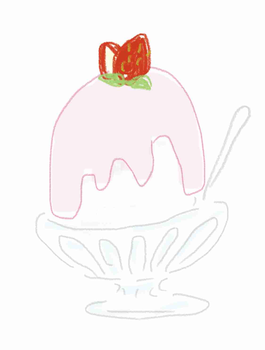 かき氷を何も見ないで描いて一番美味しそうに描けた人が優勝