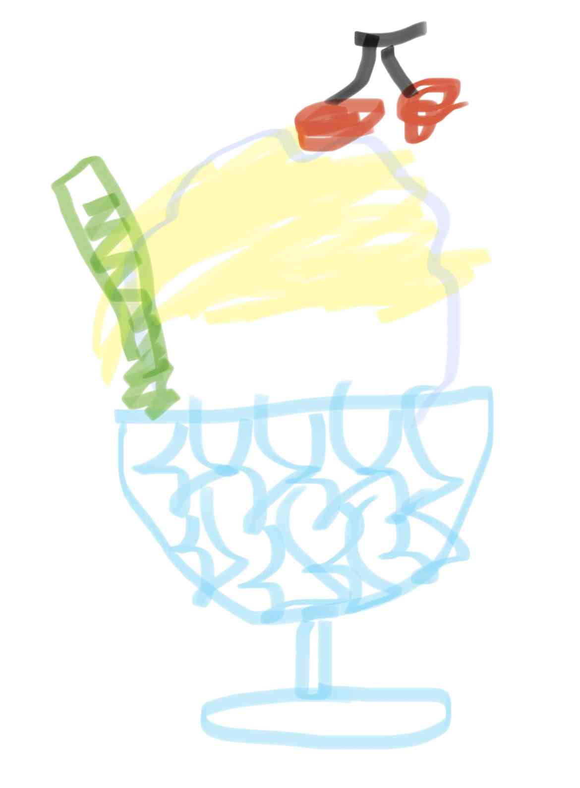 かき氷を何も見ないで描いて一番美味しそうに描けた人が優勝