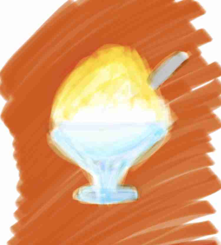 かき氷を何も見ないで描いて一番美味しそうに描けた人が優勝