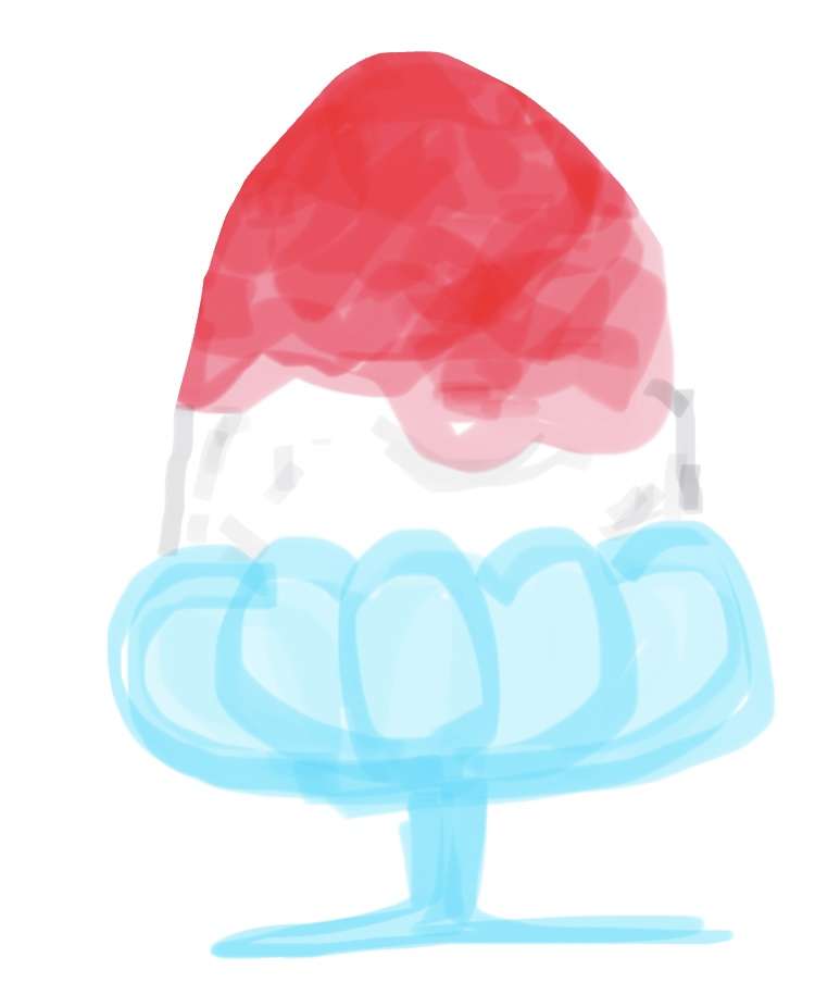 かき氷を何も見ないで描いて一番美味しそうに描けた人が優勝