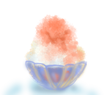 かき氷を何も見ないで描いて一番美味しそうに描けた人が優勝