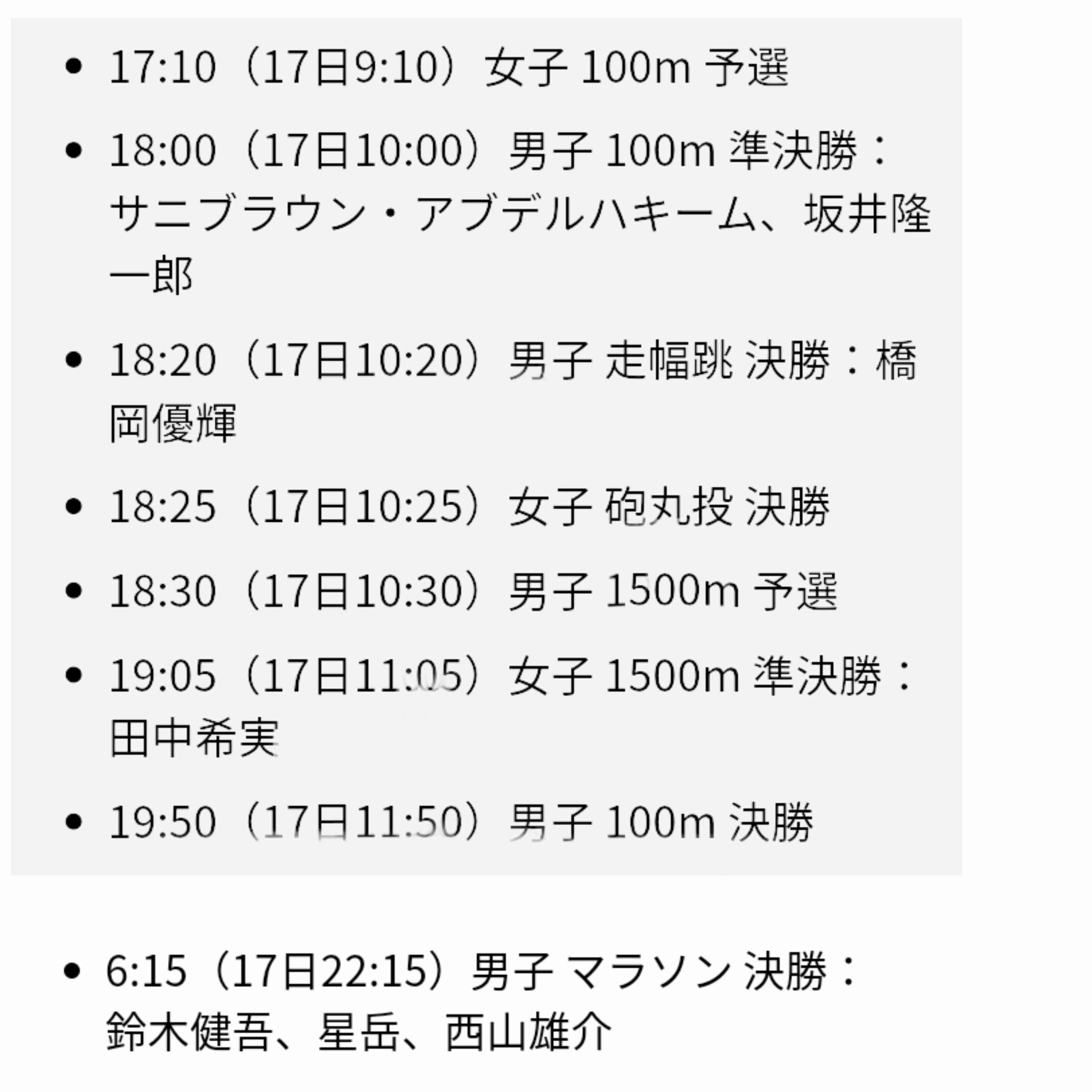 【実況・感想】世界陸上オレゴン 7月16日