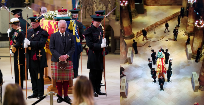 ウィリアム皇太子とキャサリン皇太子妃がヘンリー王子＆メーガン妃とウィンザー城外に現れる　弔問者に挨拶