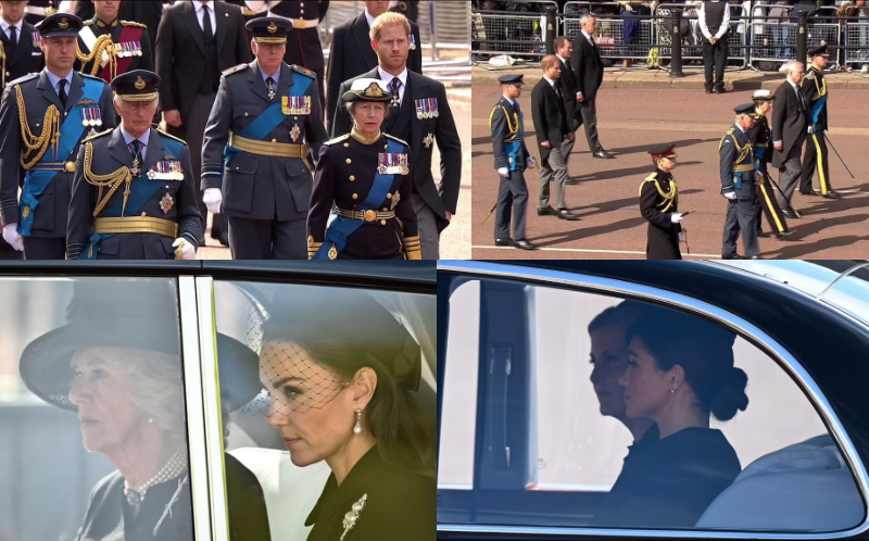 ウィリアム皇太子とキャサリン皇太子妃がヘンリー王子＆メーガン妃とウィンザー城外に現れる　弔問者に挨拶