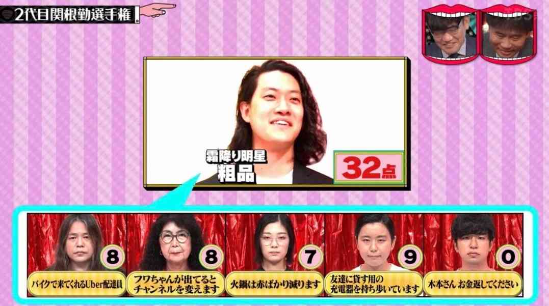 水ダウ霜降り粗品「関根勤選手権」まさかの0点　TKO木本ネタに「いじっちゃダメ」