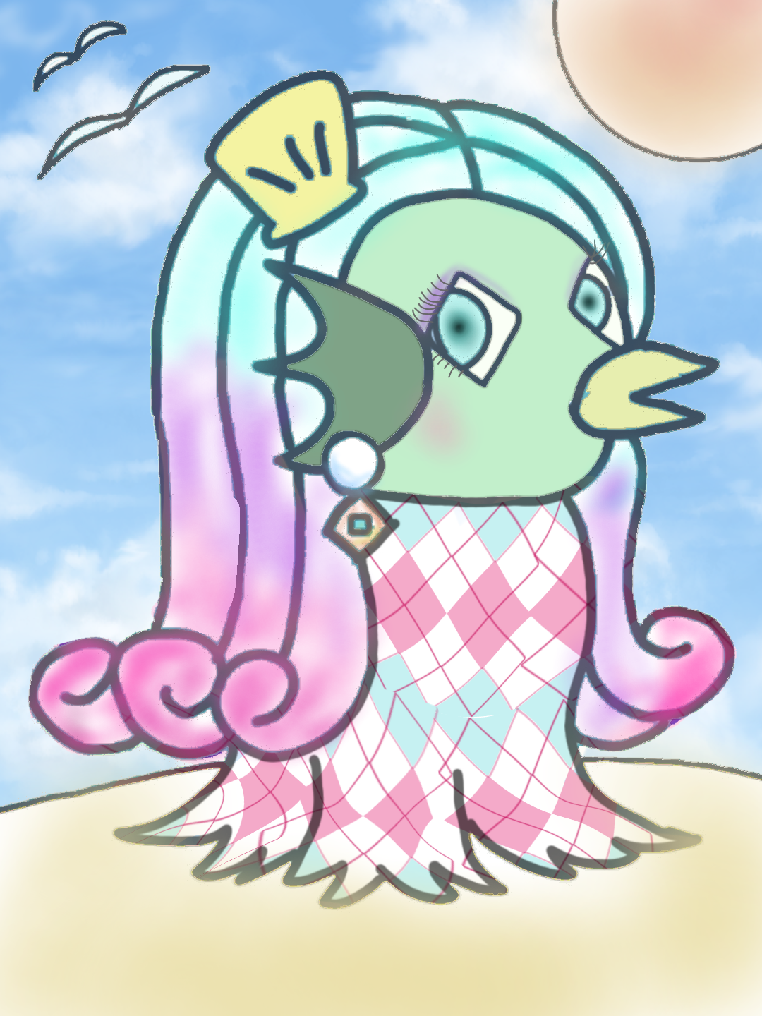 (お絵描き)自分で描いた絵を貼ると塗り絵して貰えるトピ