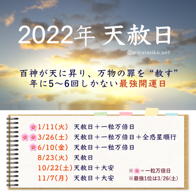 天赦日+大安 開運日だよ