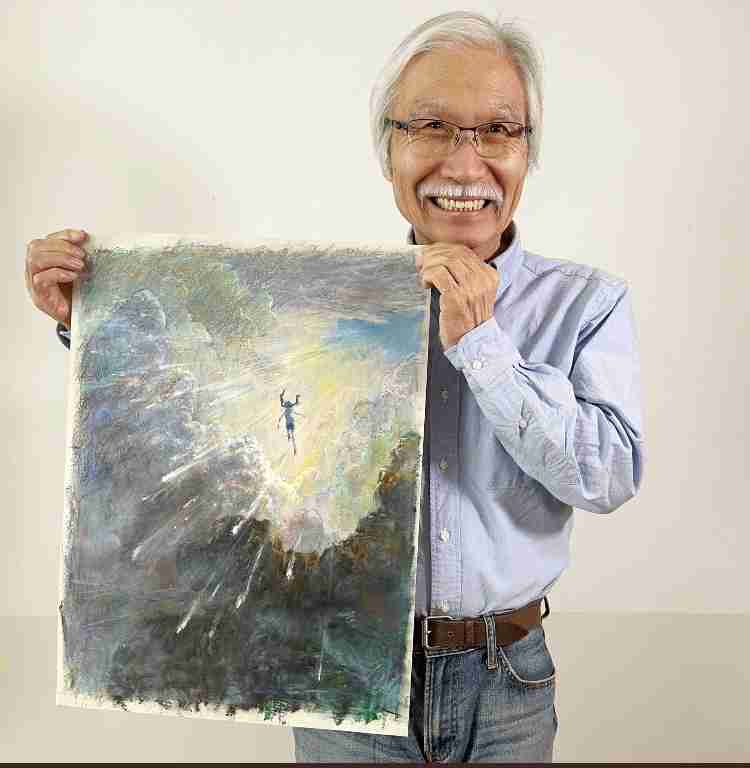 森七菜、自ら描いた芸術的な“空の絵”公開 『天気の子』地上波放送を前に新聞広告企画で