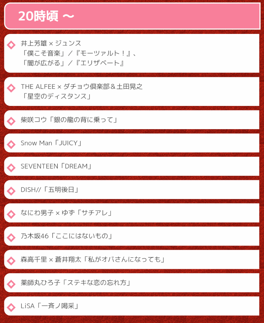 【実況・感想】2022FNS歌謡祭 第1夜