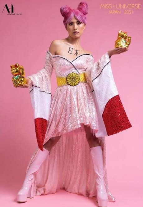 ミス・インターナショナル：日本代表・松尾綺子さん　ミス・アジアに選出　着物アレンジの衣装でアピール