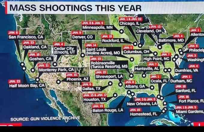 「悲劇に次ぐ悲劇」、44時間で3件の銃乱射 19人死亡 米カリフォルニア州