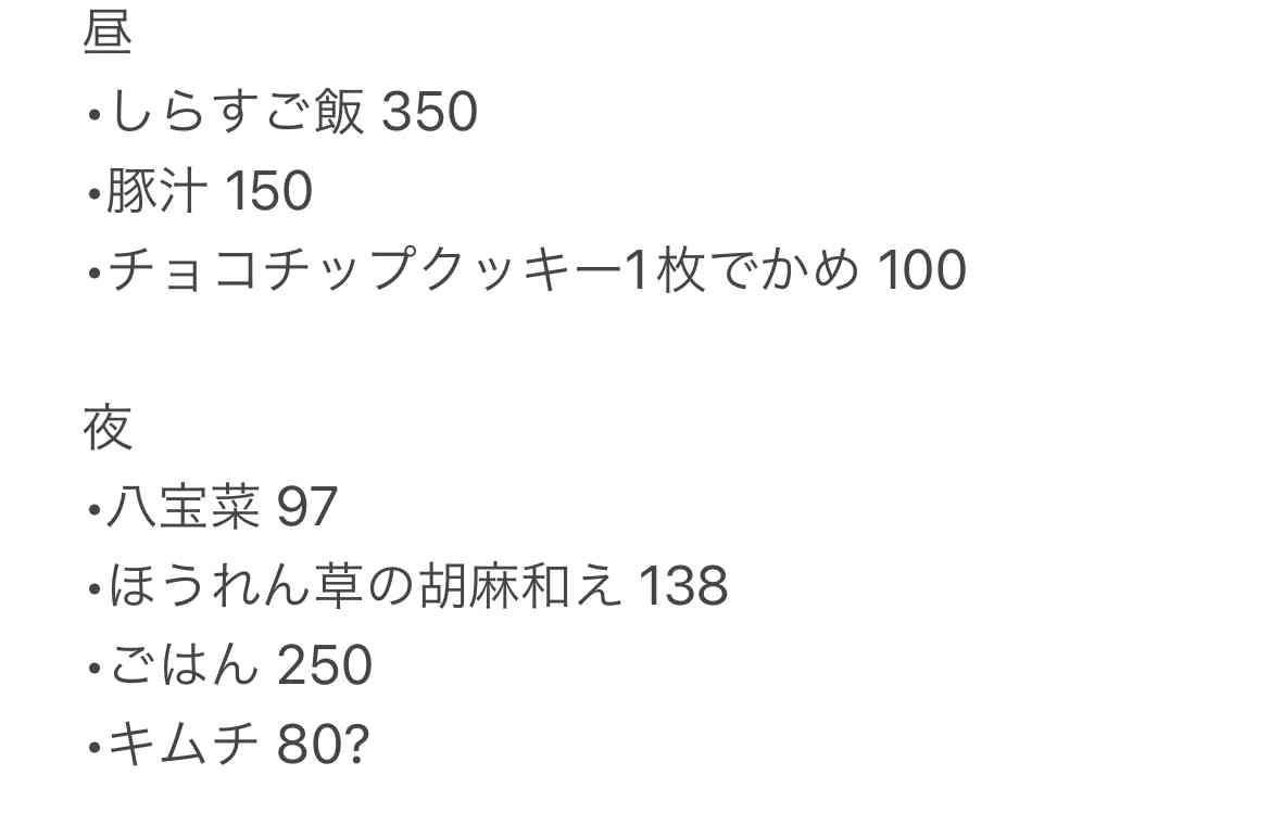 普通体型の人の食事内容
