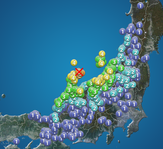 地震　石川県能登地方で震度5強
