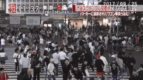 渋谷スクランブル交差点付近で車が雑踏に突っ込む 8人けが重傷者なし ハンドル操作ミスか 運転手を過失運転傷害で逮捕