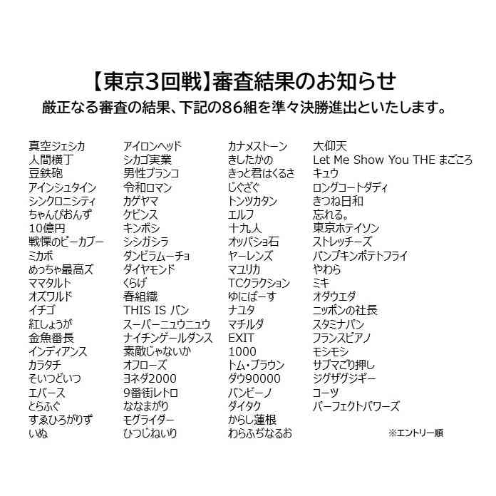 【M-1】第7世代の3回戦敗退が続出 四千頭身、宮下草薙、コロチキ、蛙亭ら不合格 合格86組が頂点へ次ステージ