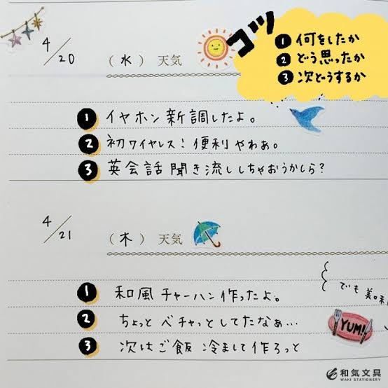 今日自分のためにできたことを報告するトピ