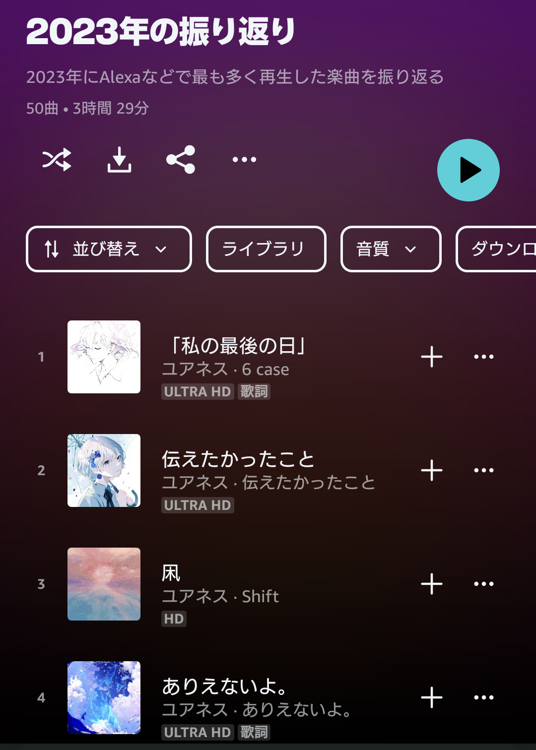 2023年1番聴いた曲