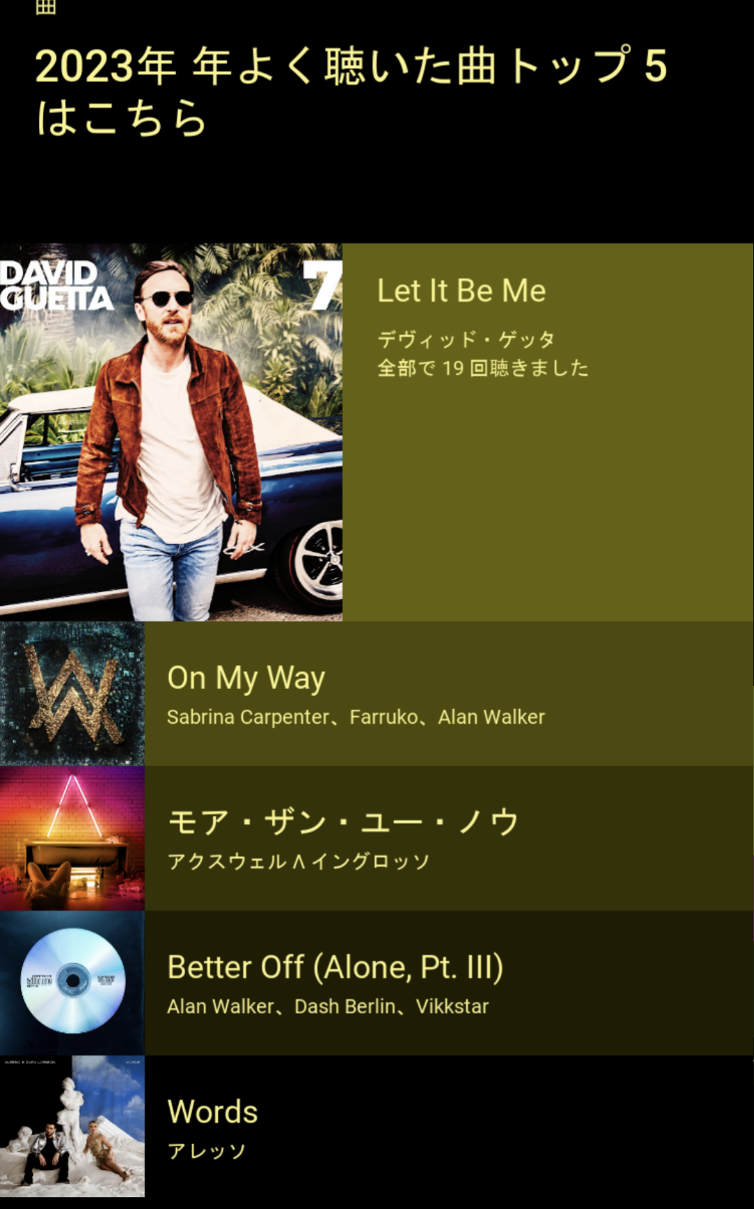 2023年1番聴いた曲