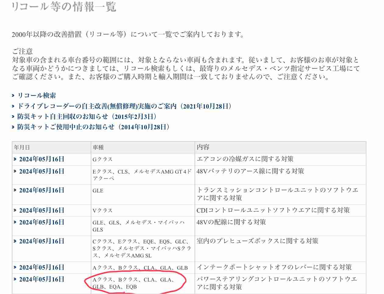 メルセデス・ベンツが11万台超をリコール　最悪の場合ハンドル操作が出来なくなる恐れ