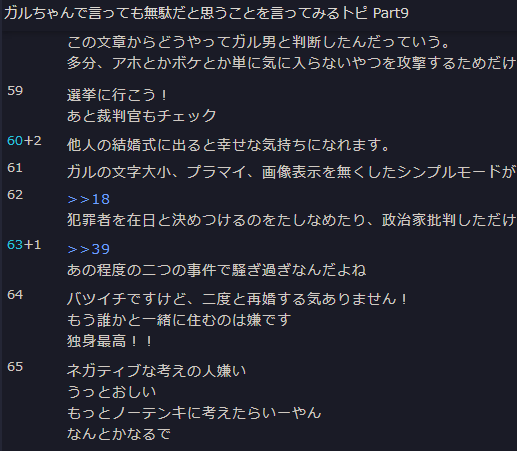 ガルちゃんで言っても無駄だと思うことを言ってみるトピ Part9