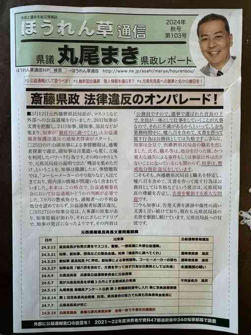 「虚偽の内容で名誉を棄損」兵庫県・丸尾県議がYouTubeに15本の動画削除要請