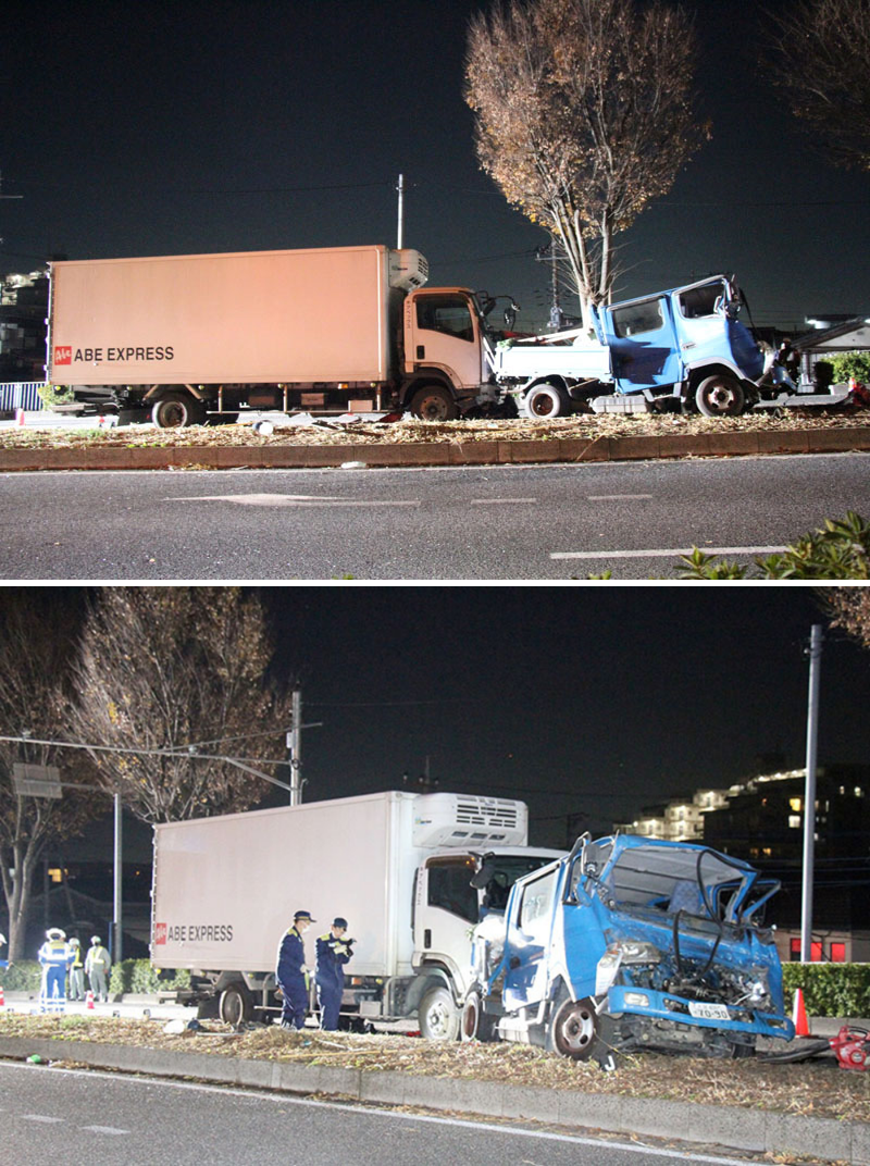 さいたま 国道でトラック追突 道路上の作業員2人が死亡