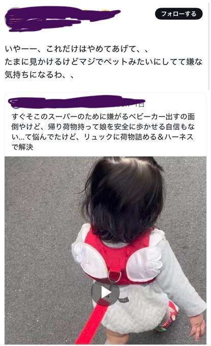 子供のハーネスは「ペットみたいで可哀想」論争に決着か 2児の母の意見が「正論すぎる」と話題