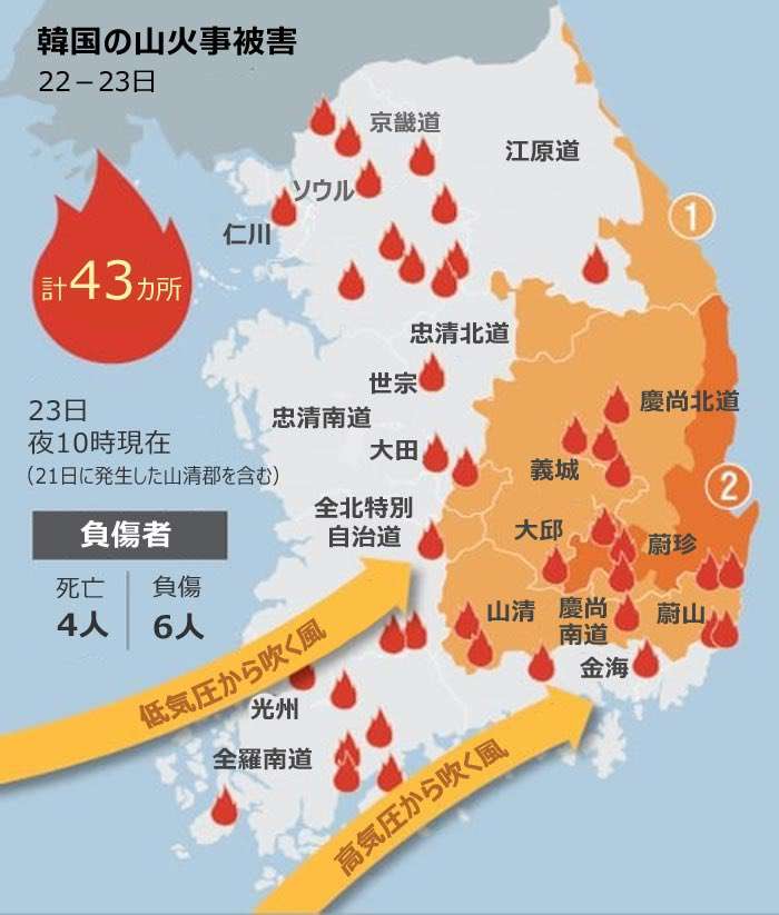 愛媛・岡山で山火事相次ぐ 消火活動中
