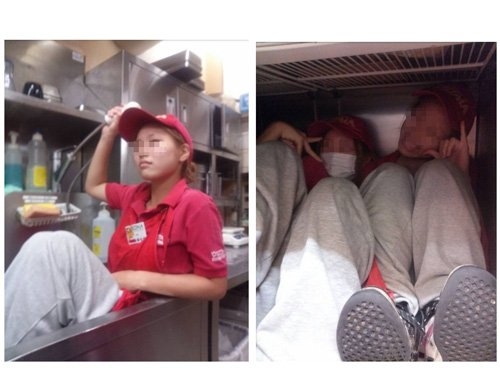 日本初の『炎上展』ポスターが“改変”されて炎上！“アイスの上に寝転ぶバイトテロ”に「なんで女にすり替えてんの？」