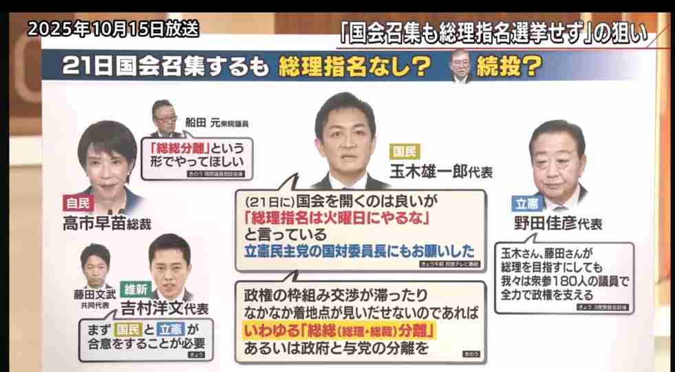「二枚舌みたいで残念だ」国民・玉木代表が維新の自民との連立に向けた動きに不快感　きょうは公明党と党首会談へ
